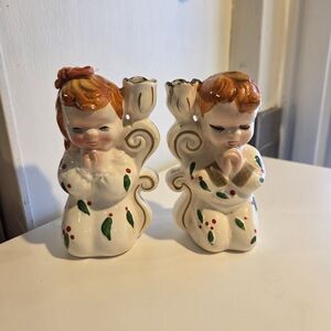 Vintage Ceramic Angel Candle Holders
